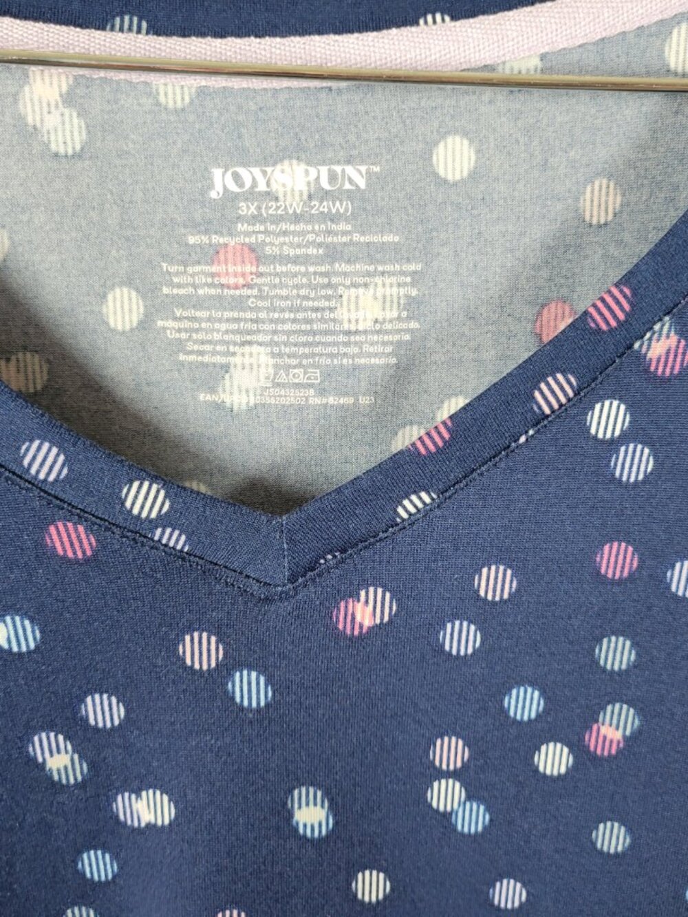 Joyspun Women's Plus Size 3X Nightgown Blue Pink Geometric Short Sleeve GEO61E - Picture 10 of 11